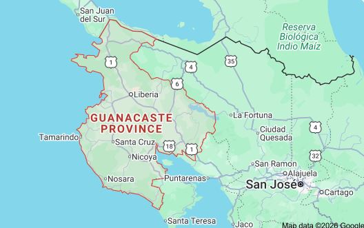 guanacaste costa rica google map of market area